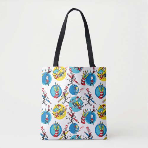 Dr Seuss  Characters With Pencils Pattern Tote Bag