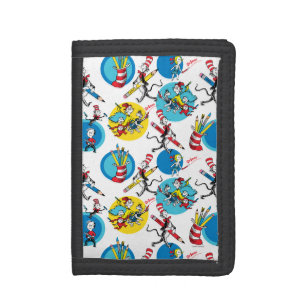 Dr. Seuss Characters With Pencils Pattern Trifold Wallet