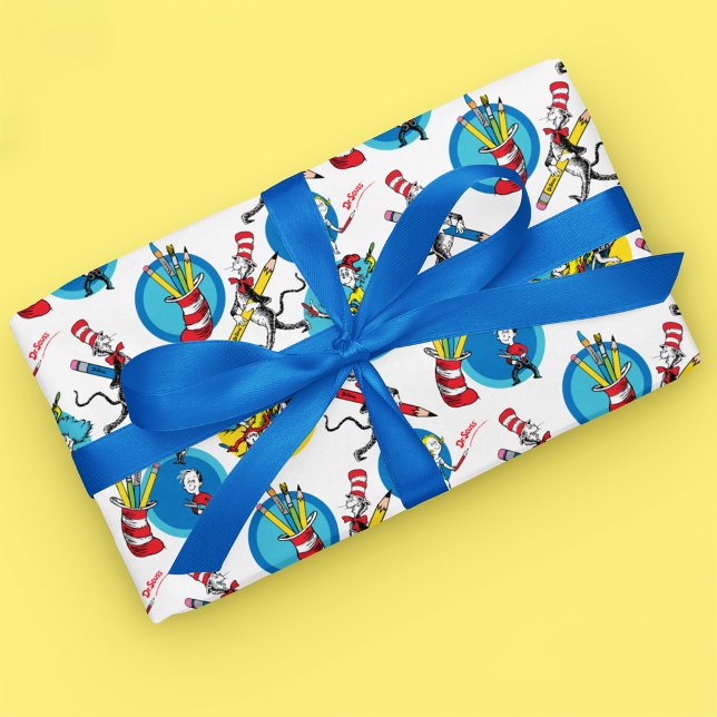 Dr. Seuss | Characters With Pencils Pattern Wrapping Paper