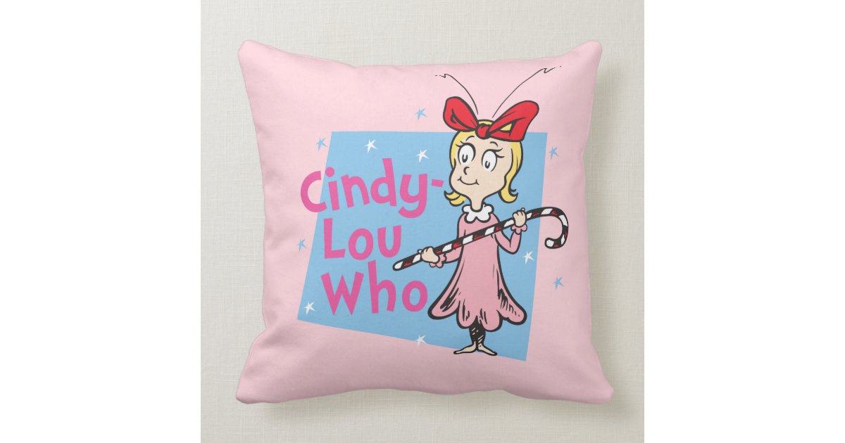Dr Seuss Cindy Lou Who Candy Cane Throw Pillow Zazzle Com