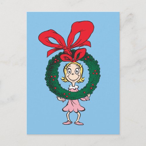 Dr Seuss  Cindy_Lou Who _ Wreath Postcard