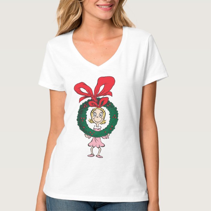 Dr. Seuss | Cindy-Lou Who - Wreath T-Shirt | Zazzle