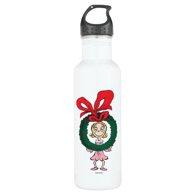 Dr. Seuss | Cindy-Lou Who - Wreath Water Bottle (Front)