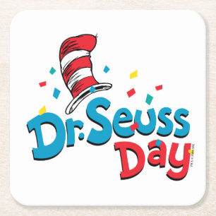 Dr. Seuss Day Confetti Square Paper Coaster