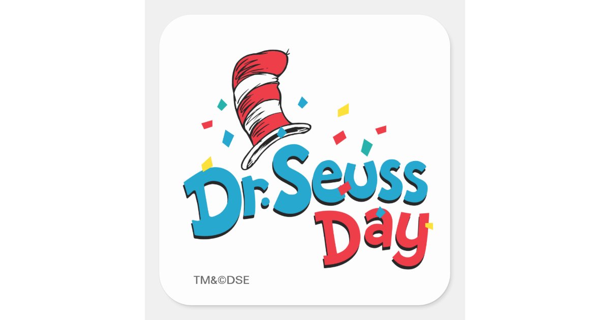 Dr Seuss Day Confetti Square Sticker Zazzle Com