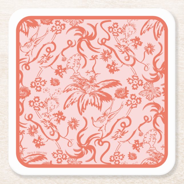 Dr. Seuss | Floral Mother's Day Pattern Square Paper Coaster (Front)