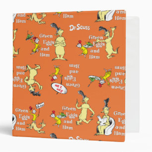Dr. Seuss Green Eggs and Ham Character Pattern 3 Ring Binder