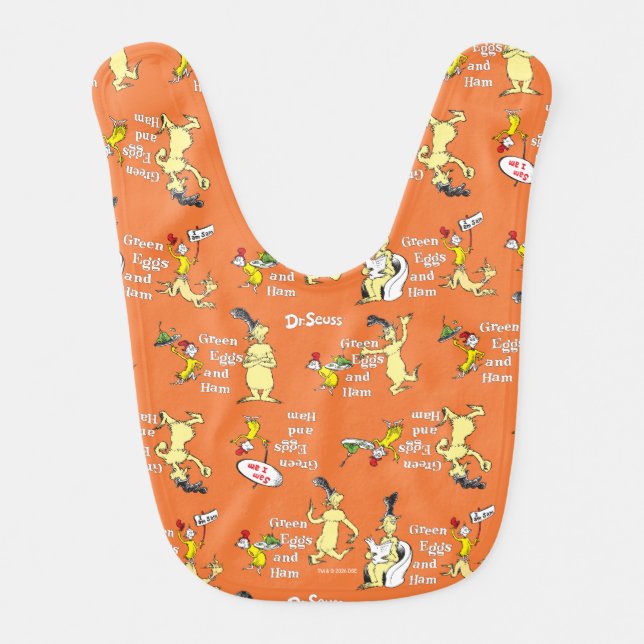 Dr. Seuss Green Eggs and Ham Character Pattern Baby Bib (Front)