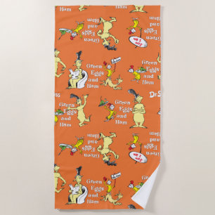 Dr. Seuss Green Eggs and Ham Character Pattern Beach Towel