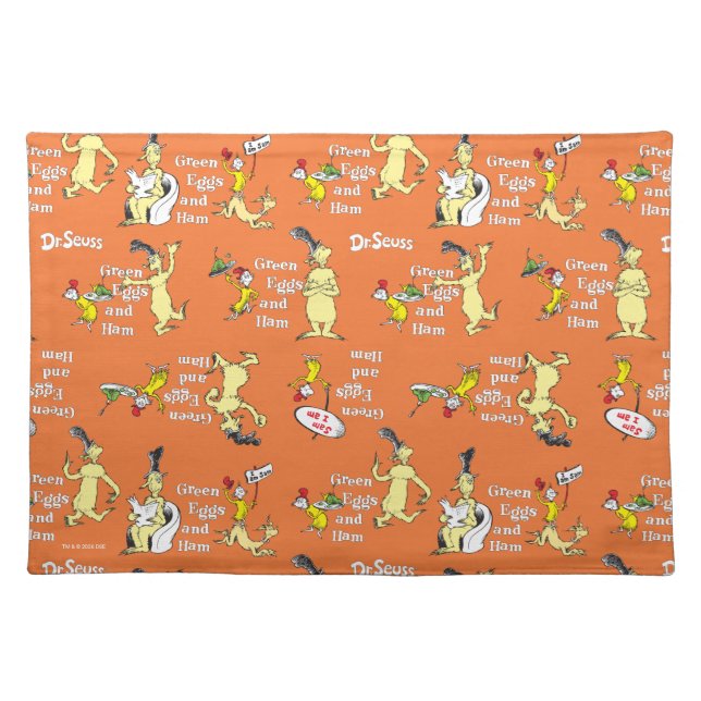 Dr. Seuss Green Eggs and Ham Character Pattern Cloth Placemat (Front)