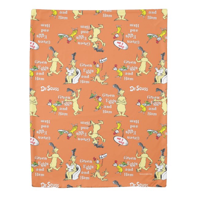 Dr. Seuss Green Eggs and Ham Character Pattern Duvet Cover (Front)
