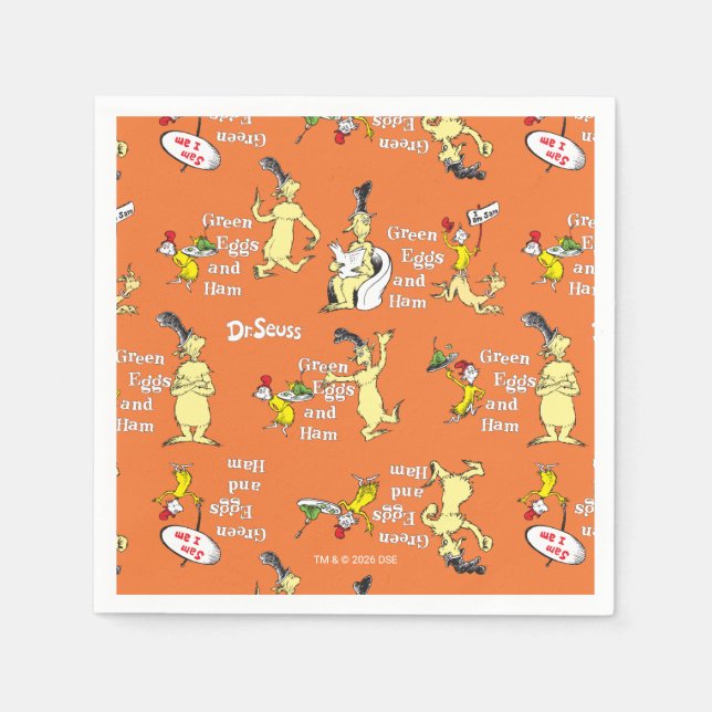 Dr. Seuss Green Eggs and Ham Character Pattern Napkins (Front)