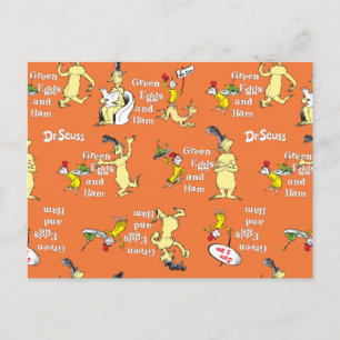 Dr. Seuss Green Eggs and Ham Character Pattern Postcard