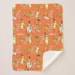 Dr. Seuss Green Eggs and Ham Character Pattern Sherpa Blanket