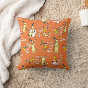 Dr. Seuss Green Eggs and Ham Character Pattern Throw Pillow