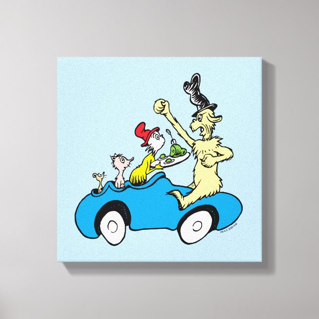 Dr. Seuss Green Eggs and Ham Characters in Car Canvas Print (Front)