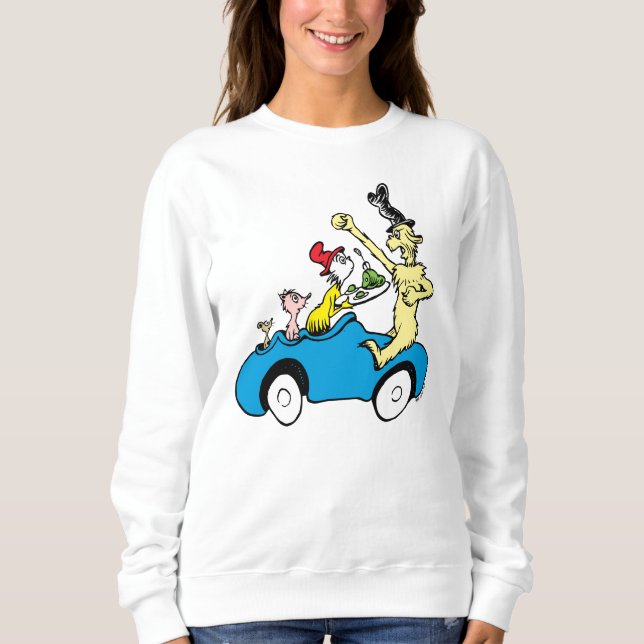 Dr. Seuss Green Eggs and Ham Characters in Car Sweatshirt (Front)