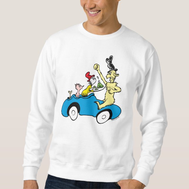 Dr. Seuss Green Eggs and Ham Characters in Car Sweatshirt (Front)