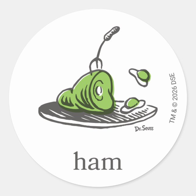 Dr. Seuss | Green Eggs and Ham Classic Round Sticker (Front)