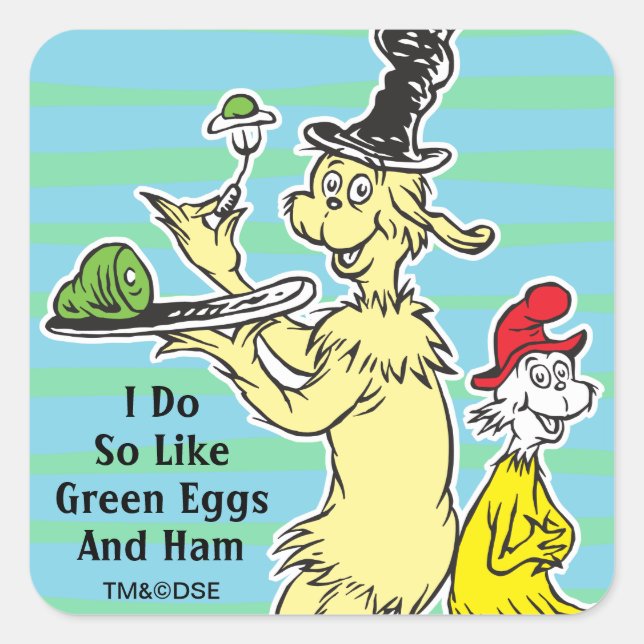 Dr. Seuss | Green Eggs and Ham | Friend & Sam-I-Am Square Sticker (Front)
