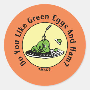 Dr. Seuss   Green Eggs and Ham Icon Classic Round Sticker