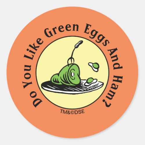 Dr Seuss  Green Eggs and Ham Icon Classic Round Sticker
