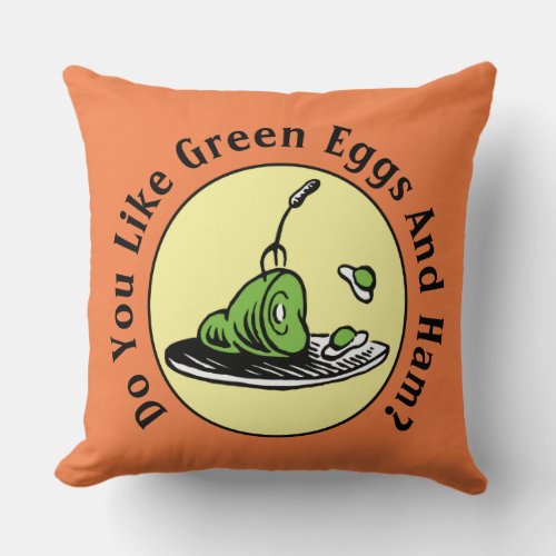 Dr Seuss  Green Eggs and Ham Icon Throw Pillow