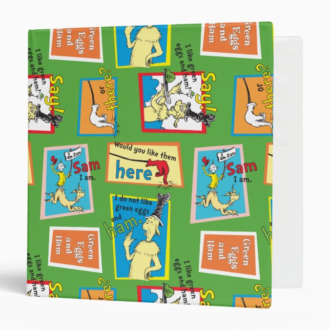 Dr. Seuss Green Eggs and Ham Story Quotes 3 Ring Binder (Front/Inside)