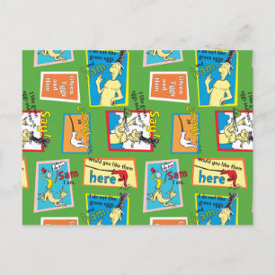 Dr. Seuss Green Eggs and Ham Story Quotes Postcard
