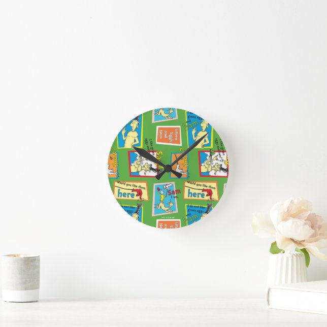 Dr. Seuss Green Eggs and Ham Story Quotes Round Clock (Home)