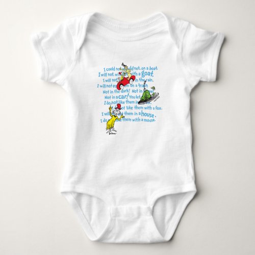 Dr Seuss  Green Eggs And Ham Storybook Pattern Baby Bodysuit