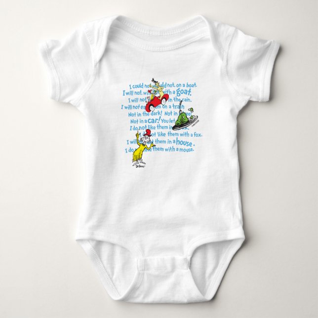 Dr. Seuss | Green Eggs And Ham Storybook Pattern Baby Bodysuit (Front)