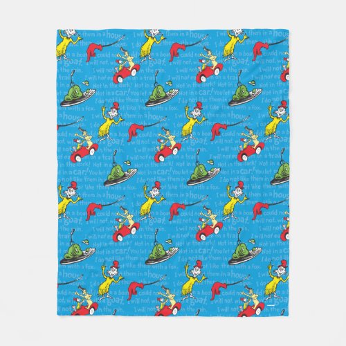 Dr Seuss  Green Eggs And Ham Storybook Pattern Fleece Blanket