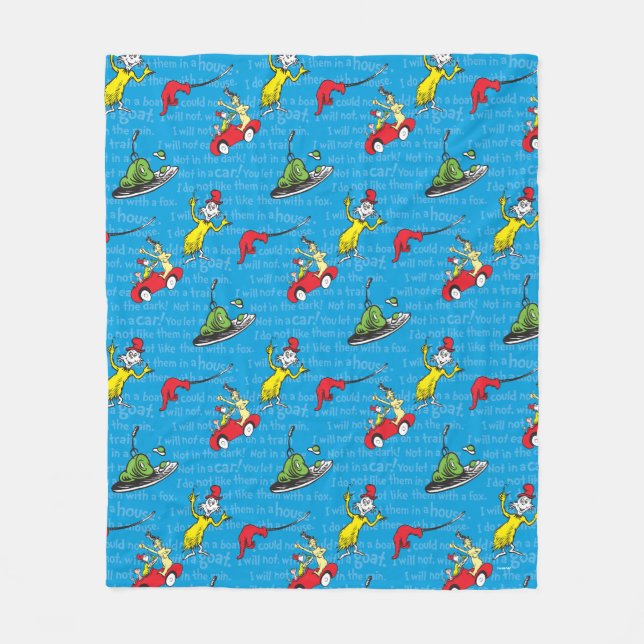 Dr. Seuss | Green Eggs And Ham Storybook Pattern Fleece Blanket (Front)