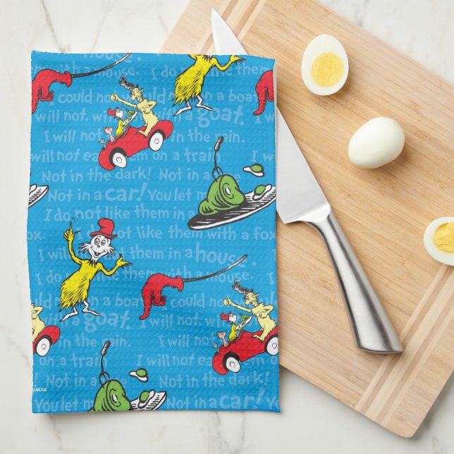 Dr. Seuss | Green Eggs And Ham Storybook Pattern Kitchen Towel (Quarter Fold)