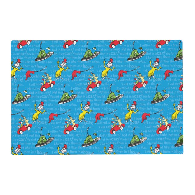 Dr. Seuss | Green Eggs And Ham Storybook Pattern Placemat (Front)