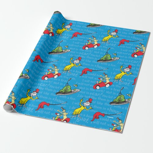 Dr Seuss  Green Eggs And Ham Storybook Pattern Wrapping Paper