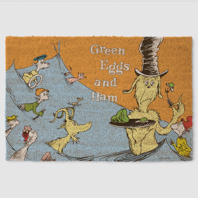Dr. Seuss Green Eggs & Ham Water Scene Fiber Doormat (Front)