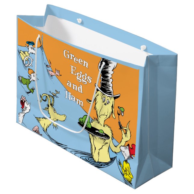 Dr. Seuss Green Eggs & Ham Water Scene Large Gift Bag (Front Angled)