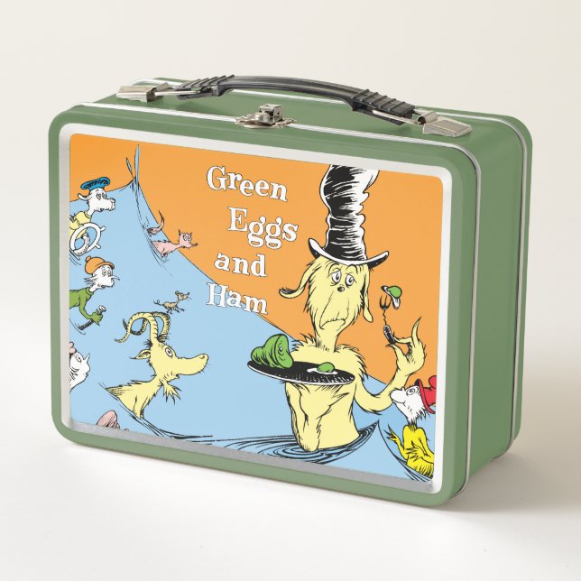 Dr. Seuss Green Eggs & Ham Water Scene Metal Lunch Box (Front)