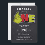 Dr. Seuss | Grinch 1st Birthday - Chalkboard<br><div class="desc">Invite all your family and friends to your child's Grinch themed 1st Birthday with these cute Dr. Seuss invites. Personalize by adding all your party details.</div>