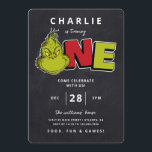 Dr. Seuss | Grinch 1st Birthday - Chalkboard Cards<br><div class="desc">Invite all your family and friends to your child's Grinch themed 1st Birthday with these cute Dr. Seuss invites. Personalize by adding all your party details.</div>