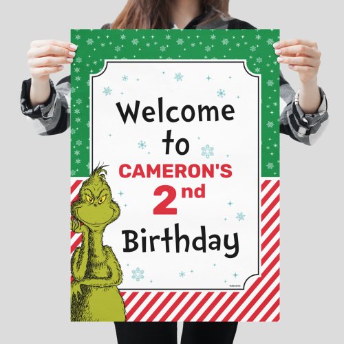 Dr Seuss  Grinch Birthday Welcome Poster