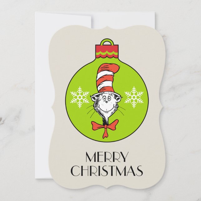 Dr. Seuss | Grinch | Cat in the Hat Ornament Holiday Card (Front)
