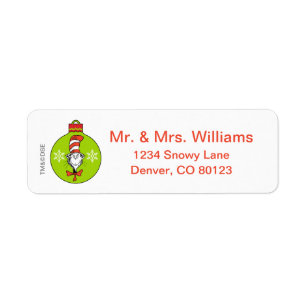 Dr. Seuss Grinch Cat in the Hat Ornament Label