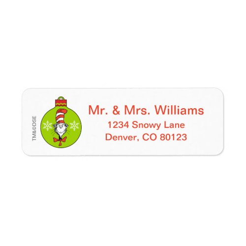 Dr Seuss  Grinch  Cat in the Hat Ornament Label