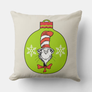 Dr. Seuss Grinch Cat in the Hat Ornament Throw Pillow