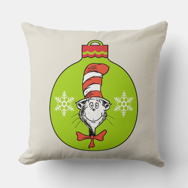 Dr. Seuss | Grinch | Cat in the Hat Ornament Throw Pillow (Front)