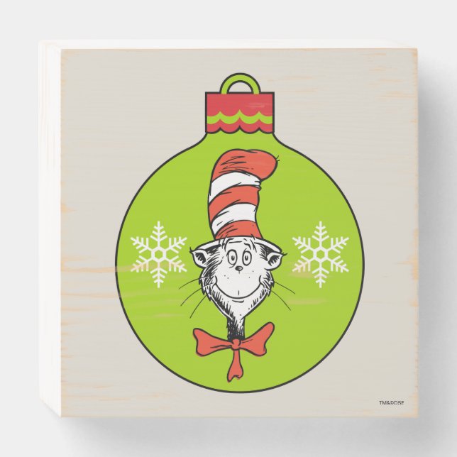 Dr. Seuss | Grinch | Cat in the Hat Ornament Wooden Box Sign (Front Horizontal)