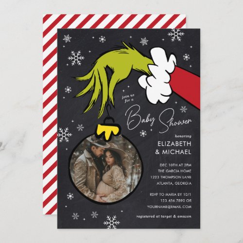 Dr Seuss  Grinch Chalkboard Baby Shower Invitation